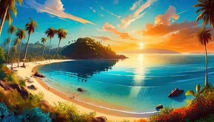 Wall Mural - tropical island in the ocean