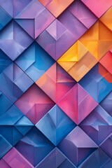 Poster - abstract isometric background with alternating triangles and diamonds, creating a 3d effect,