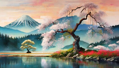 Wall Mural - landscape with trees