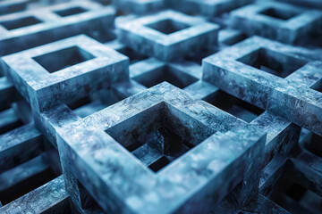 Poster - Abstract isometric background with staggered pentagons forming a complex geometric pattern,