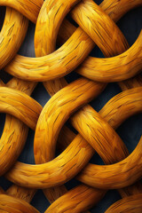 Poster - Minimalist isometric design with interlocking circular rings creating a woven texture,
