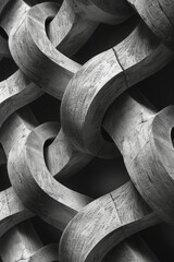 Poster - Minimalist isometric design with interlocking circular rings creating a woven texture,