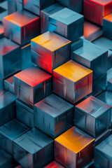 Poster - Abstract isometric background with overlapping rhombuses creating a 3D effect,