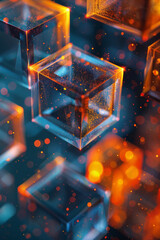 Poster - Seamless isometric pattern of floating rhombuses creating a dynamic, 3D effect,