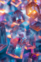 Poster - Seamless isometric pattern of floating rhombuses creating a dynamic, 3D effect,
