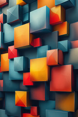 Poster - Abstract isometric background with overlapping rhombuses creating a 3D effect,