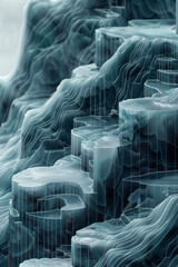 Poster - Seamless isometric pattern of layered vertical lines creating a stepped, 3D effect,