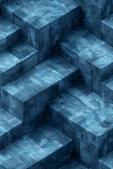 Poster - Seamless isometric pattern of layered vertical lines creating a stepped, 3D effect,