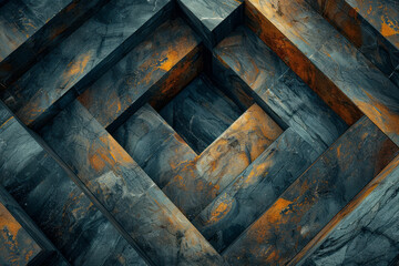Poster - Abstract isometric background with staggered diagonal lines forming a complex geometric pattern,
