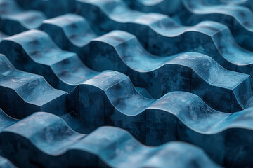 Poster - Minimalist isometric design with staggered cubes forming a ripple effect,