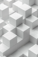 Poster - Minimalist isometric design with stepped cubes forming an optical illusion,