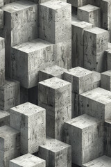 Poster - Minimalist isometric design with stepped cubes forming an optical illusion,