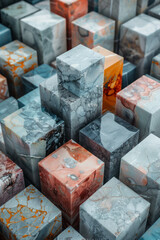 Leinwandbilder - Minimalist isometric design with tessellating cubes in a subtle color palette,