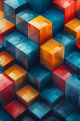 Leinwandbilder - minimalist isometric design with tessellating cubes in a subtle color palette,