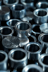 Aufkleber - Minimalist seamless background of metallic silver cylinders in isometric perspective,