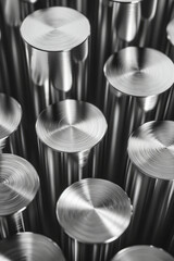 Aufkleber - Minimalist seamless background of metallic silver cylinders in isometric perspective,