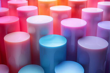 Aufkleber - Soft pastel cylinders in isometric view forming a seamless background pattern,