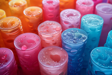 Aufkleber - Soft pastel cylinders in isometric view forming a seamless background pattern,
