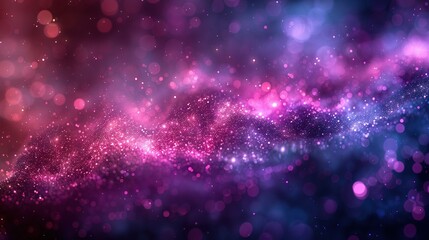 Wall Mural -  Clear photo of a vibrant cosmos scene featuring swirling clouds of pink and blue, speckled with countless stars, and a prominent star cluster at the focal point