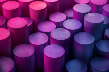 Aufkleber - Isometric seamless background of purple and magenta cylindrical shapes in a grid layout,