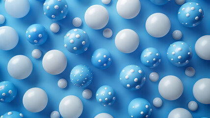 Aufkleber - Isometric abstract seamless pattern of blue and white spherical shapes arranged in a grid,