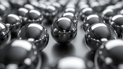 Aufkleber - Minimalist seamless background of metallic silver spheres in isometric perspective,