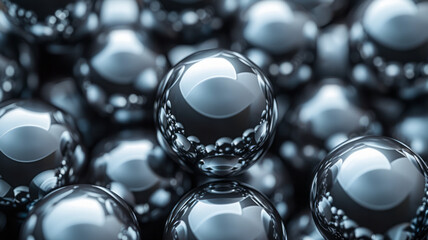 Aufkleber - Minimalist seamless background of metallic silver spheres in isometric perspective,