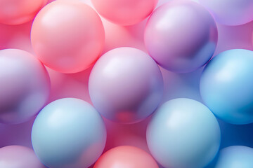 Poster - Soft pastel spheres in isometric view forming a seamless background pattern,
