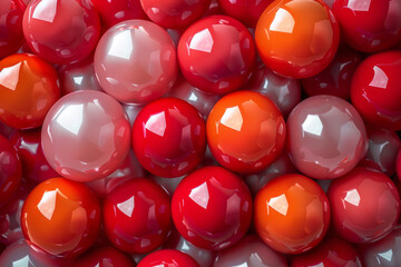 Aufkleber - Isometric pattern of glossy red and orange spheres in a seamless abstract design,