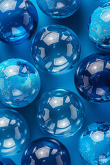 Aufkleber - Abstract isometric background with spherical shapes in various shades of blue and turquoise,