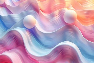 Aufkleber - Isometric spherical forms creating a seamless wave pattern with soft gradient colors,