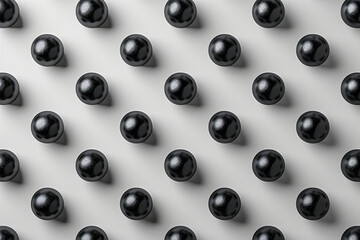 Aufkleber - Minimalist isometric seamless pattern of matte black spheres on a white background,
