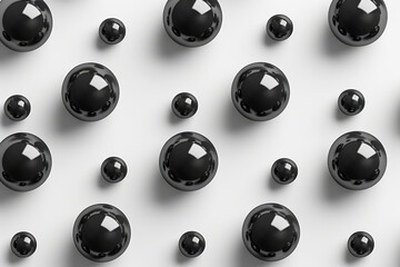 Aufkleber - Minimalist isometric seamless pattern of matte black spheres on a white background,