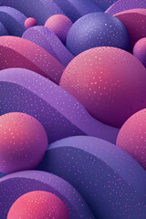 Aufkleber - Isometric seamless background of purple and magenta spherical shapes in a grid layout,