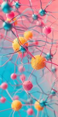 Poster - Futuristic Visualization of AI Neural Networks in Vivid Neon Colors, Symbolizing Advanced Technology