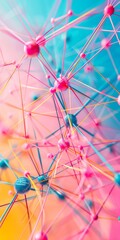 Fototapete - Vibrant Future: AI Network Concept with Neon-Colored Connections and Abstract Technology Elements