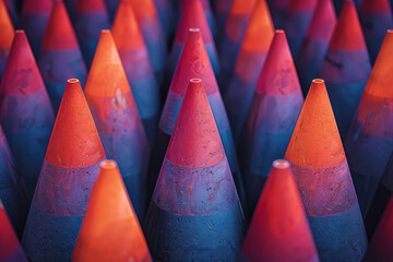 Aufkleber - A seamless pattern of isometric cones with a gradient fill, transitioning from light to dark,