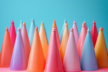 Leinwandbilder - Overlapping isometric cones in pastel colors, blending softly into each other,
