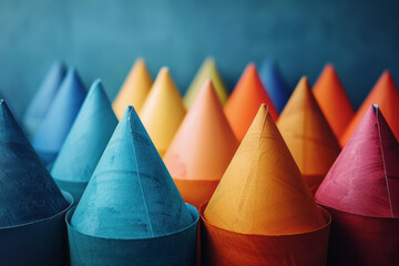 Poster - Isometric cones with varying shades of the same color, creating a subtle gradient effect,