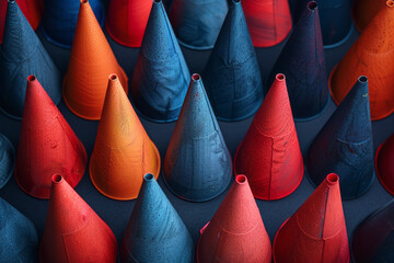 Poster - Isometric cones with varying shades of the same color, creating a subtle gradient effect,