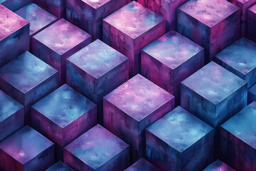 Aufkleber - A seamless pattern of isometric hexagonal prisms, arranged in a tight, repeating grid,
