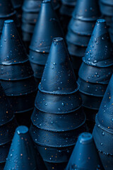 Poster - A pattern of isometric cones with alternating filled and outlined designs,