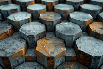 Aufkleber - Isometric hexagonal frustums, arranged in a repeating hexagonal grid,