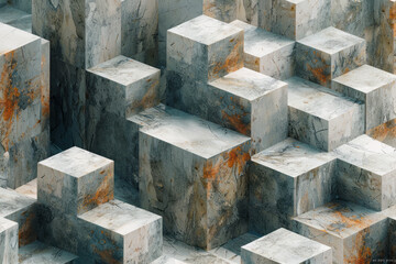 Leinwandbilder - A seamless background featuring isometric square pyramids, with their bases touching,