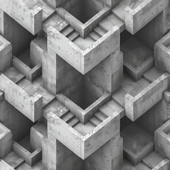 Leinwandbilder - Minimalist isometric trapezoids, scattered randomly to form a dynamic pattern,
