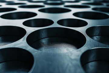 Leinwandbilder - Isometric oblate ellipsoids, arranged in a repeating grid, forming a smooth, abstract background,