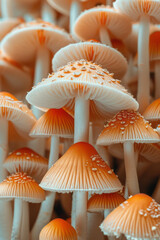 Leinwandbilder - Minimalist isometric mushrooms, with varying sizes and orientations,