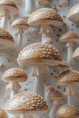 Leinwandbilder - Minimalist isometric mushrooms, with varying sizes and orientations,