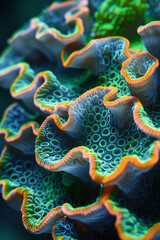 Aufkleber - Abstract isometric coral formations, creating a complex underwater pattern,