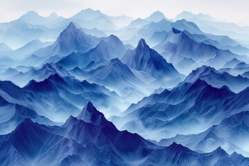 Leinwandbilder - Seamless pattern of isometric mountain peaks, forming a continuous landscape,